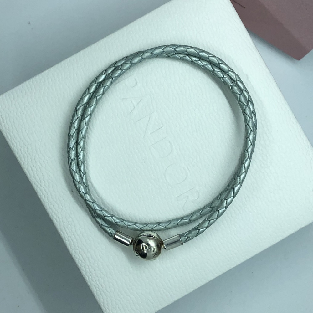 PANDORA Double Braided Leather Bracelet, NWT! - Picture 2 of 6